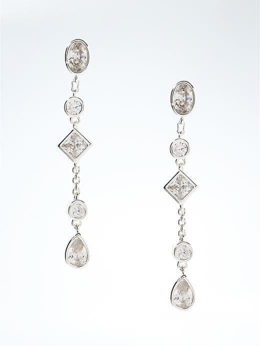 Banana Republic Delicate Mixed Shapes Line Earring - Silver