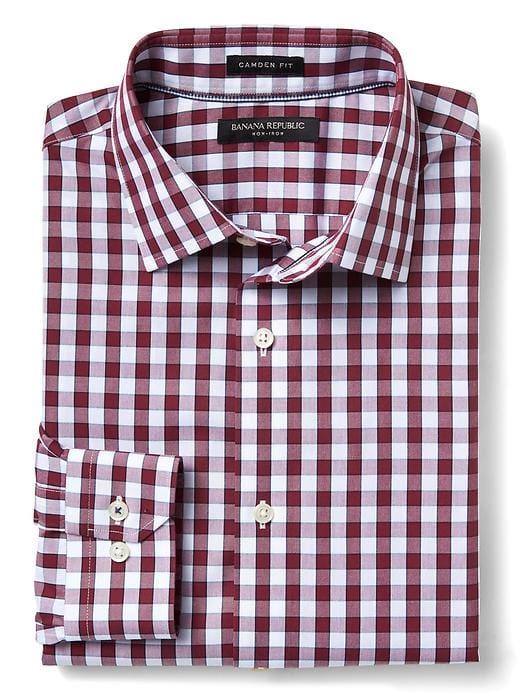 Banana Republic Mens Camden Fit Non Iron Gingham Shirt - School Red