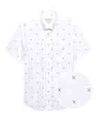 Banana Republic Mens Grant Slim-fit Luxe Poplin Short-sleeve Ski Print Shirt White Size M