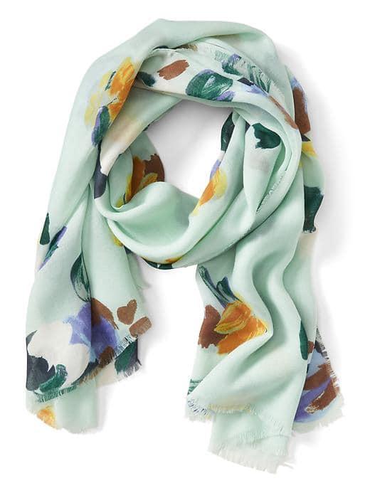 Banana Republic Painterly Floral Scarf - Green