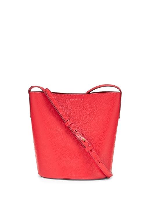 Banana Republic Womens Italian Leather Bucket Crossbody Deep Red Size One Size