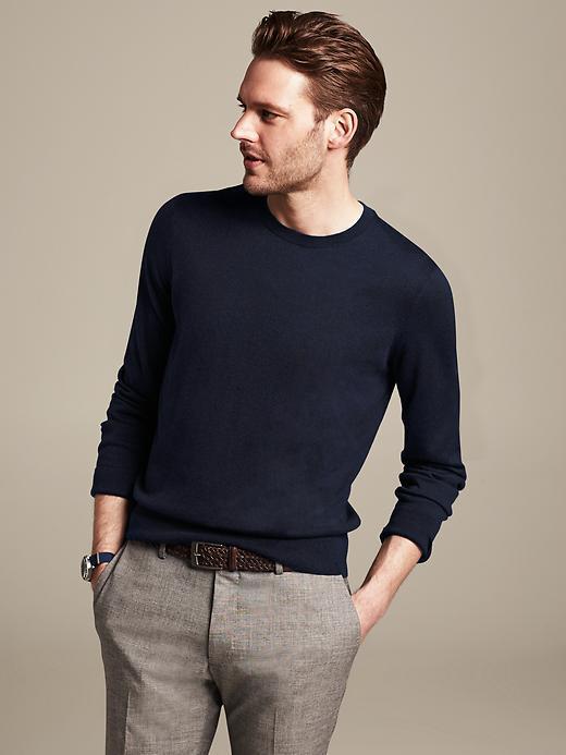Banana Republic Silk/cotton/cashmere Crew - Preppy Navy