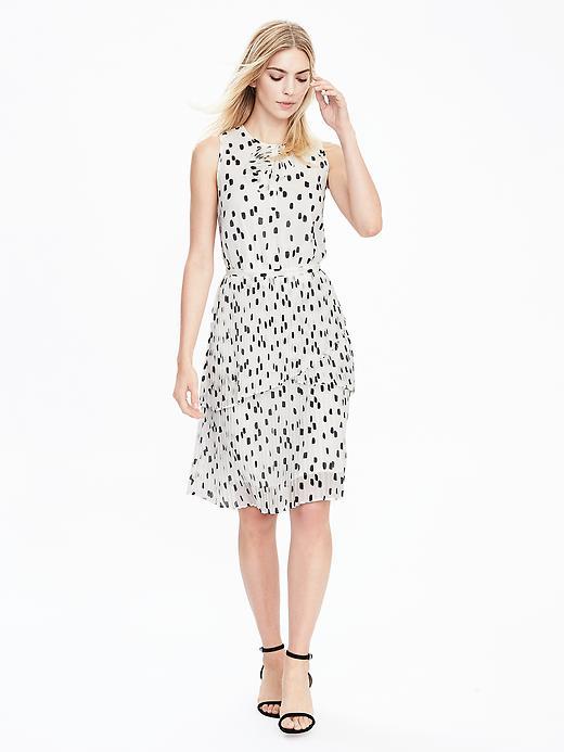 Banana Republic Womens Pleated Dot Print Dress Size 12 - Cocoon