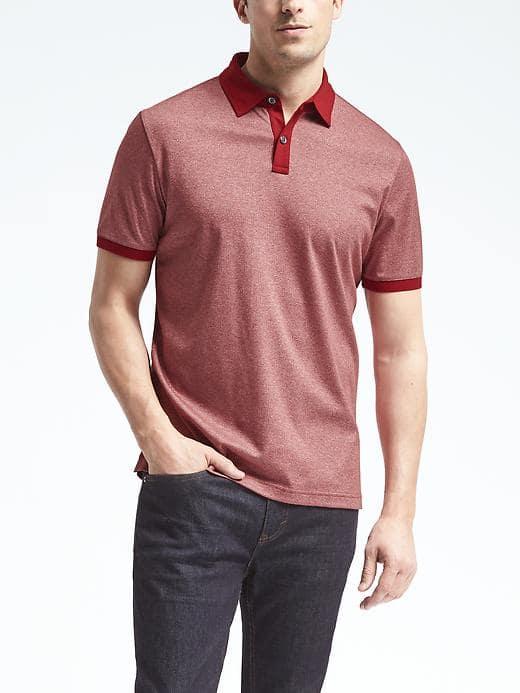 Banana Republic Mens Luxury Touch Heathered Polo - Red