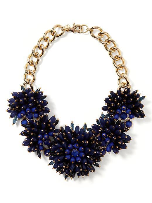Banana Republic Dahlia Bouquet Necklace - Navy