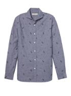 Banana Republic Mens Heritage Grant Slim-fit Anchor Print Shirt Blue Dusk Size S