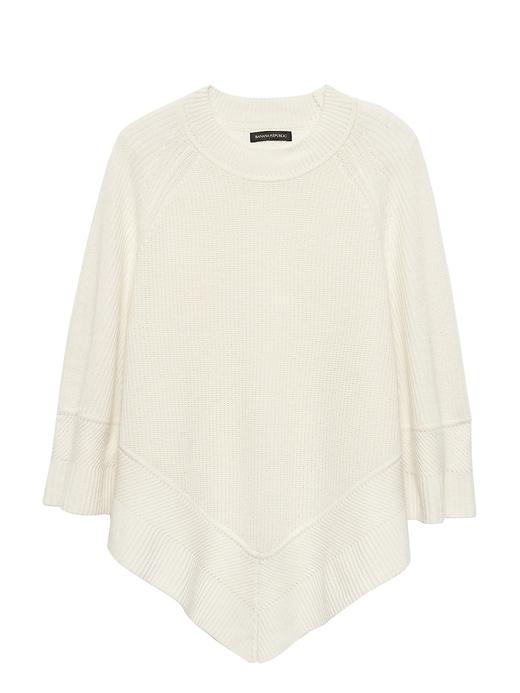 Banana Republic Womens Machine-washable Wool-cashmere Sweater Poncho Ivory Size M/l