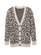 Banana Republic Womens Italian Superloft Leopard Print Long Cardigan - Black Print