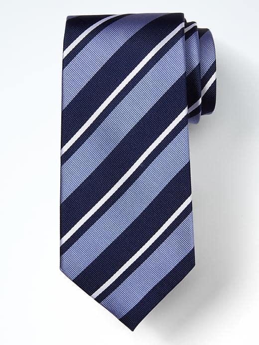 Banana Republic Mens Classic Stripe Silk Nanotex Tie - Navy
