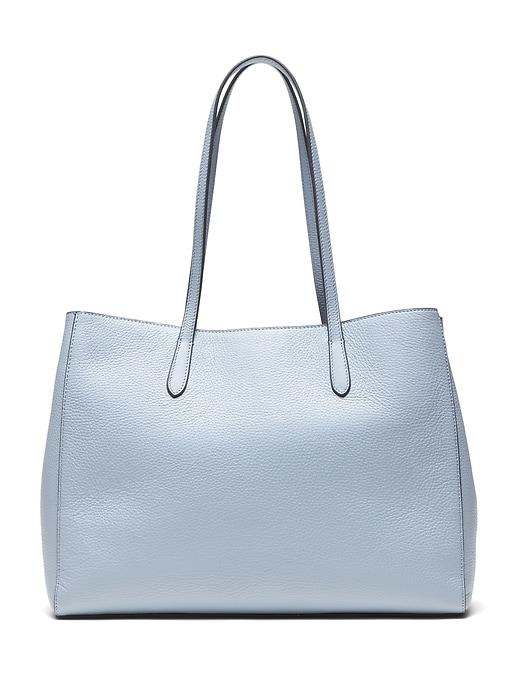 Banana Republic Womens Italian Leather East-west Tote Classic Powder Blue Size One Size