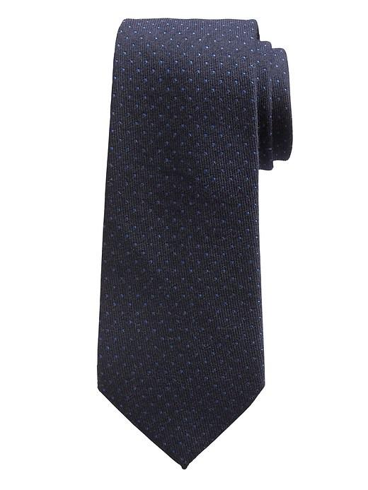 Banana Republic Mens Twill Polka Dot Wool-silk Nanotex Tie Navy Blue Size One Size