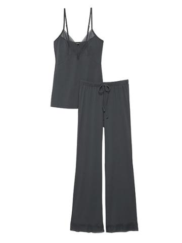 Banana Republic Womens Cosabella   Ryleigh Sleep Camisole & Pant Set Anthracite Gray Size M