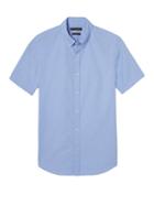 Banana Republic Mens Grant Slim-fit Cotton-stretch Short-sleeve Oxford Shirt Ocean Surf Size Xxl