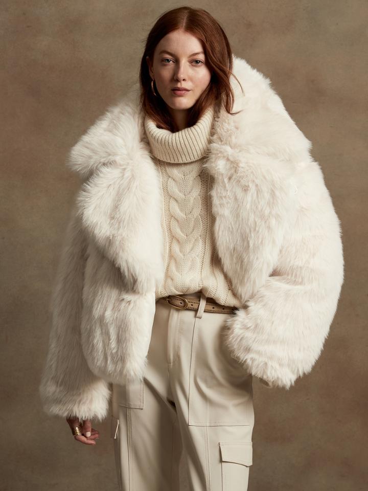 Petite Reversible Faux Fur Down Jacket