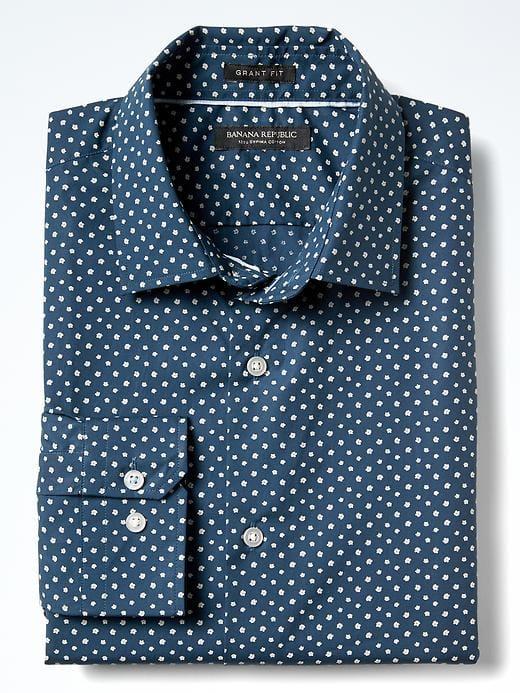 Banana Republic Mens Grant Fit Supima Cotton Floral Shirt - Navy Star