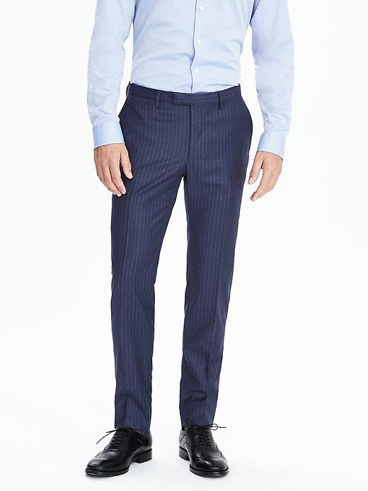 Banana Republic Mens Slim Navy Chalkstripe Wool Suit Trouser Size 34w 36l Tall - Navy
