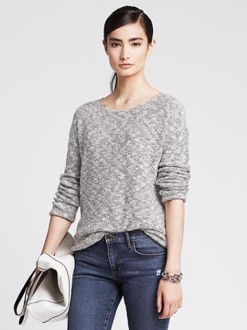 Banana Republic Womens Marled High Low Pullover Size L - Tan/tawny Brown