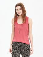 Banana Republic Womens Rib Knit Satin Tank Size L - Perfect Coral