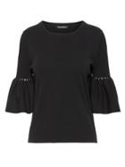 Banana Republic Womens Flutter-sleeve Sweater Top Black Size L