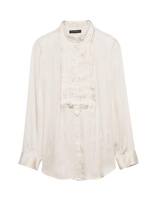 Banana Republic Womens Parker Tunic-fit Tuxedo Shirt White Size L