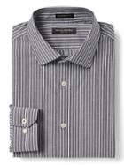Banana Republic Mens Camden Fit Non Iron Dobby Stripe Shirt - Black