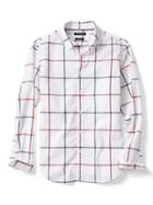 Banana Republic Mens Camden Fit Custom Wash Large Plaid Shirt - Red