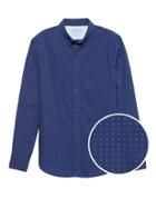 Banana Republic Mens Camden Standard-fit Luxe Poplin Paisley Shirt Basic Blue Size L