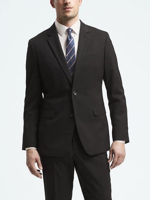 Banana Republic Mens Standard Solid Wool Suit Jacket - Black