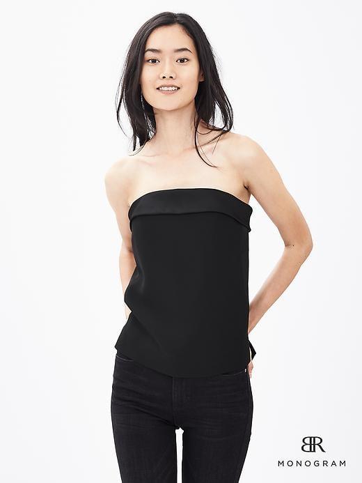 Banana Republic Womens Br Monogram Strapless Top Black Size 12