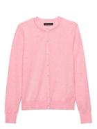 Banana Republic Womens Stretch-cotton Cardigan Sweater Flirty Pink Size L