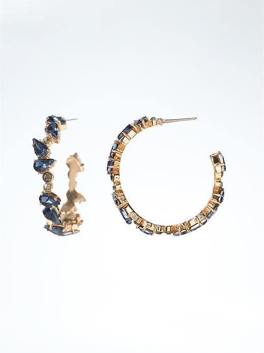 Banana Republic Blue Stone Hoop Earring - Blue Magic