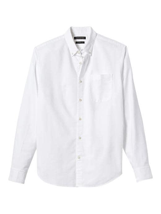 Banana Republic Camden Standard Fit Cotton Stretch Oxford Shirt - White