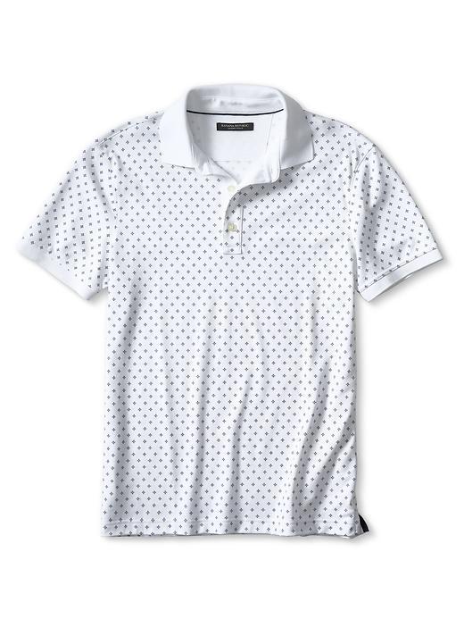 Banana Republic Mens Print Luxe Touch Polo Size L Tall - White