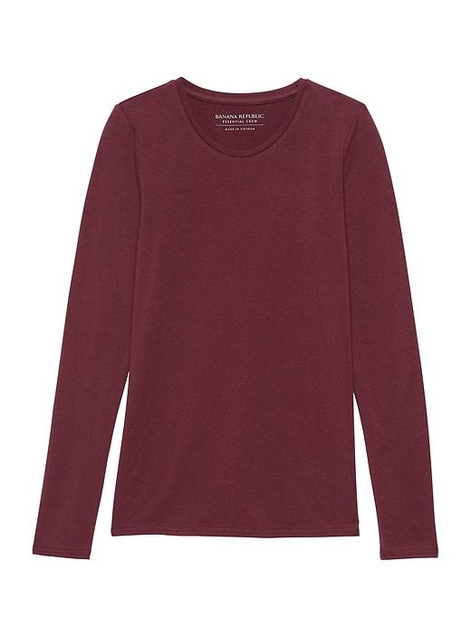 Banana Republic Womens Stretch Cotton-modal Fitted Crew-neck T-shirt Deep Berry Size M