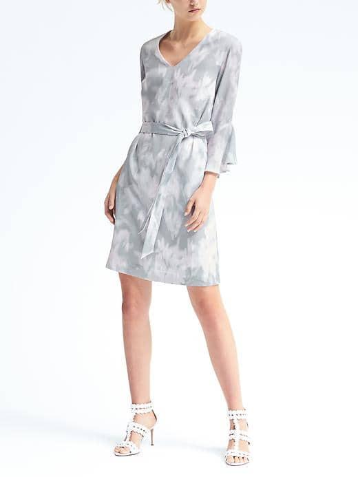 Banana Republic Womens Floral Bell Sleeve Shift Dress - Blue Print