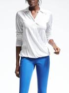 Banana Republic Womens Jersey Faux Wrap Shirt - White