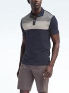 Banana Republic Slim Pique Printed Yoke Polo - Midnight Navy