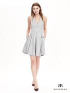 Banana Republic Womens Monogram Leather Criss Cross Dress Size 0 - Gray Sky