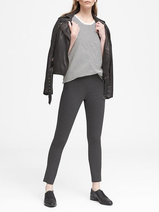 Banana Republic Womens Devon Legging-fit Machine-washable Heathered Bi-stretch Pant Heather Gray Size 2
