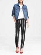 Banana Republic Womens Petite Avery Straight-fit Stripe Ankle Pant Black & White Size 12