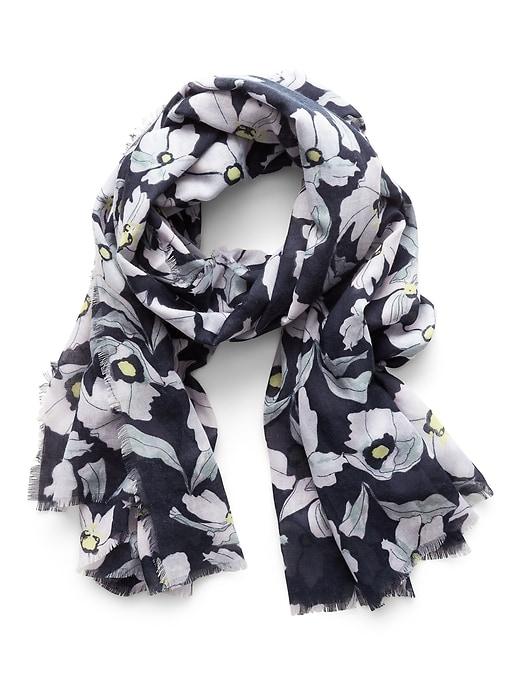 Banana Republic Womens Lydia Floral Sheer Rectangular Scarf Navy Size One Size