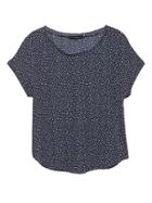 Banana Republic Petite Leaf Print Picot-trim Top