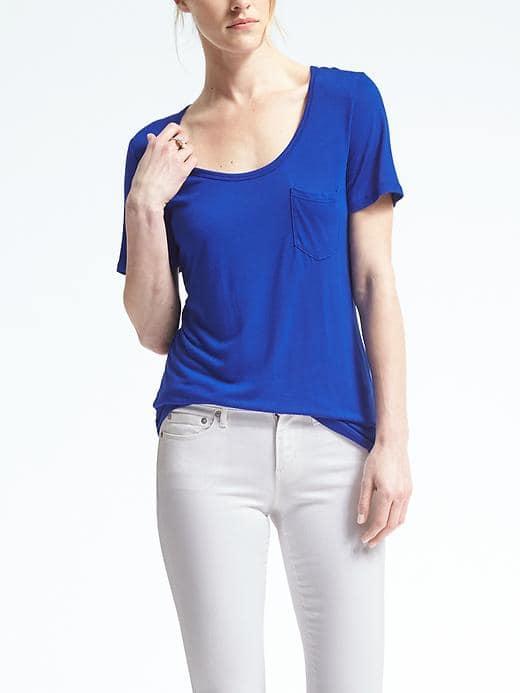 Banana Republic Womens Short Sleeve Modal Scoop Tee - Royal Blue
