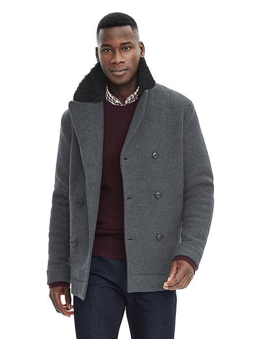 Banana Republic Mens Heritage Military Peacoat - Charcoal