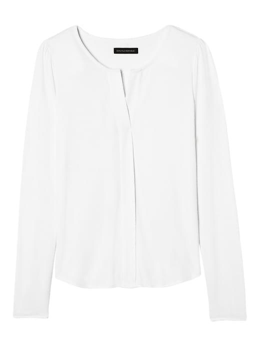 Banana Republic Womens Split Neck Soft Jersey Top - White