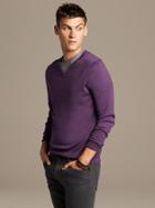 Banana Republic Mens Silk Cotton Cashmere Vee Pullover Size L - Dynasty Purple