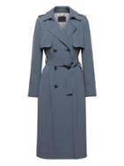 Banana Republic Womens Petite Soft Pleated Long Trench Coat Blue Gray Size Xs