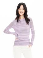 Banana Republic Womens Pointelle Stripe Pullover Sweater Size L - Lilac