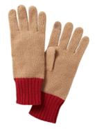 Banana Republic Womens Wool-cotton Blend Ribbed-knit Glove Camel With Cherry Red Size One Size