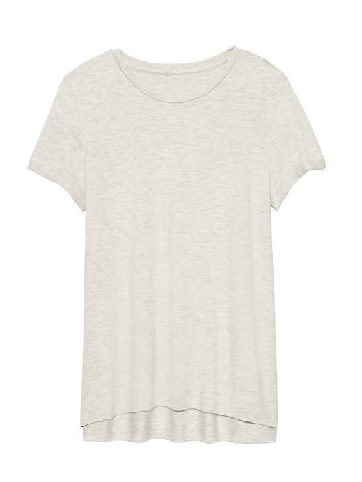 Banana Republic Womens Petite Threadsoft High-low Hem T-shirt Heather Light Gray Size Xxs